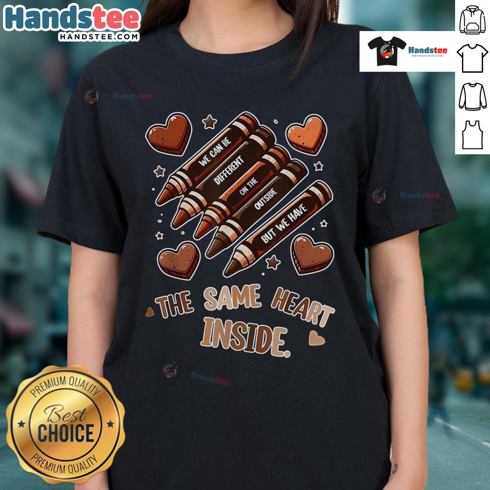 Good Crayons Same Heart Black History Month tee featuring African American ladies celebrating diversity and culture.