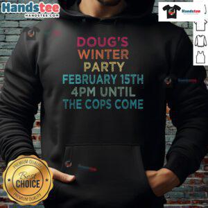 Good Dougs Winter Party February Invite featuring a cozy hoodie design for winter celebration.