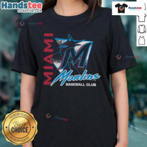 Good Miami Marlins Side Arm Baseball Club ladies tee featuring team logo and stylish design for female fans.