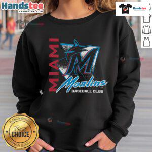 Good Miami Marlins Side Arm Baseball Club sweatshirt featuring vibrant team colors and logo, perfect for fans.