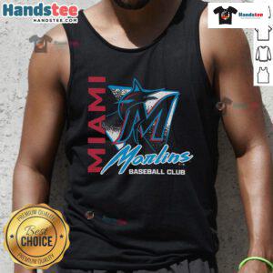 Alt Text: Good Miami Marlins Side Arm Baseball Club tank top featuring vibrant team colors and logo for baseball fans.