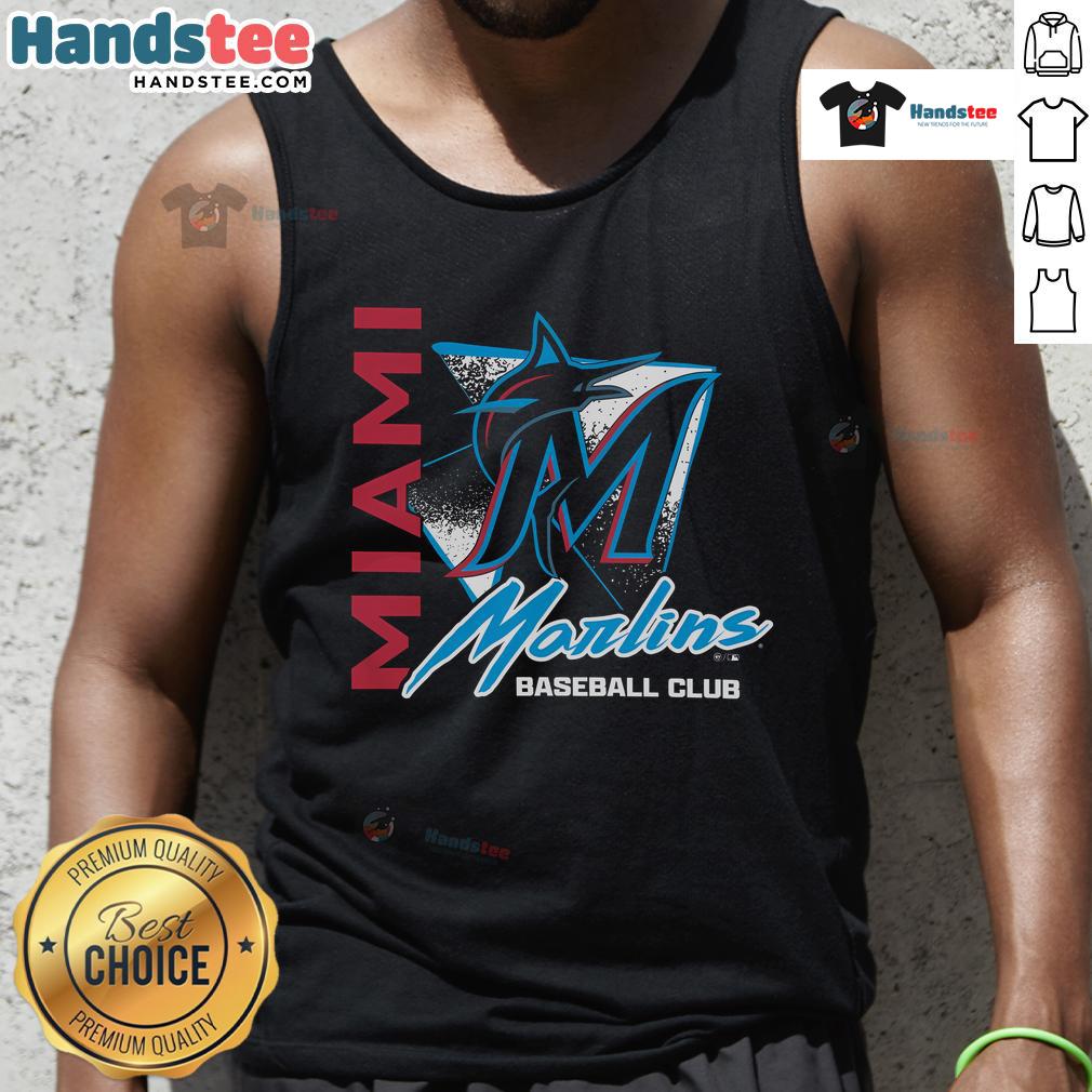 Alt Text: Good Miami Marlins Side Arm Baseball Club tank top featuring vibrant team colors and logo for baseball fans.