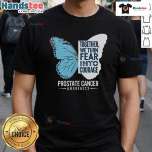 Good Prostate Awareness Light Blue Ribbon T-Shirt promoting courage and support for prostate health awareness.