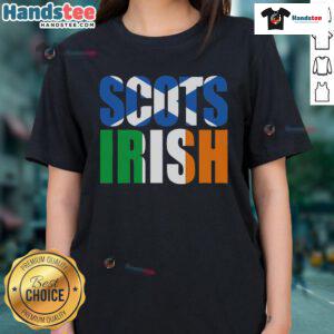 Good Scots Irish flag design on a ladies tee celebrating Scottish and Irish heritage in vibrant colors.