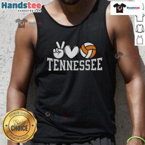 Good Tennessee Volunteer State volleyball tank top featuring a peace and love design, perfect for volleyball fans.