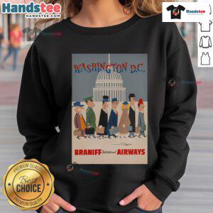 Vintage Braniff International Airways sweatshirt featuring Washington DC design, perfect for aviation and travel enthusiasts.