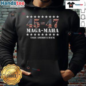 Alt Text: Hot 45 47 Maga Maha Take America Back Hoodie featuring bold graphics and a comfortable fit for supporters.