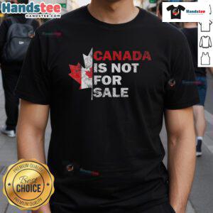 Alt Text: Hot Canada Is Not For Sale Maple Leaf Canada Flag T-Shirt design showcasing a vibrant maple leaf and bold text.
