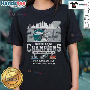 Hot LIX Super Bowl 2025 Fly Eagles Fly women's tee featuring Philadelphia football helmet design.