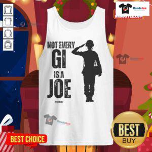 Female veteran wearing a stylish 'Hot Not Every GI Is A Joe' tank top, showcasing pride and empowerment.