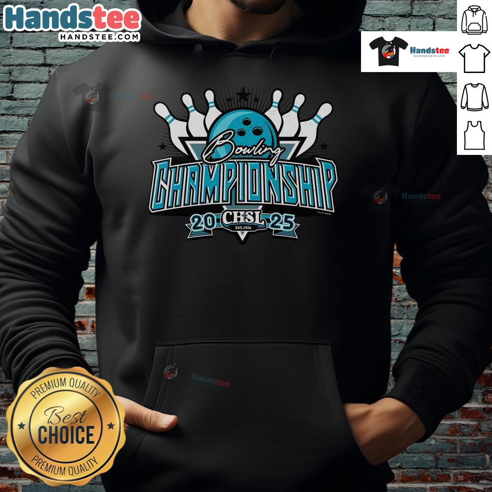 Nice 2025 CHSL Bowling Championship hoodie featuring vibrant design and logo, perfect for fans and players alike.