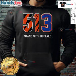 Nice 513 Stand With Buffalo Hoodie in cozy fabric, featuring a bold graphic print and a comfortable fit for everyday wear.