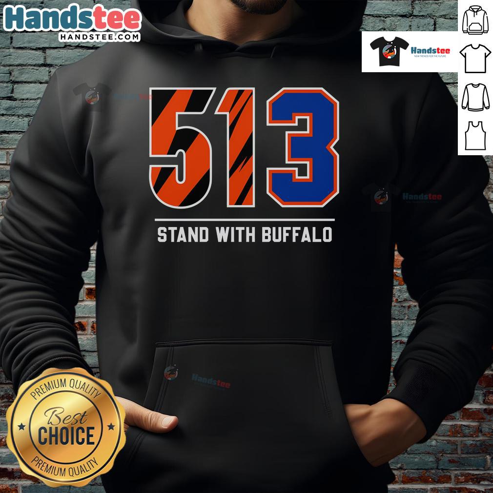 Nice 513 Stand With Buffalo Hoodie in cozy fabric, featuring a bold graphic print and a comfortable fit for everyday wear.