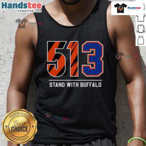 Nice 513 Stand With Buffalo Tank Top featuring a bold graphic design, perfect for casual wear and showing support.