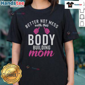 Strong bodybuilding mom in a ladies tee, showcasing confidence and strength. Perfect for fitness enthusiasts and moms.