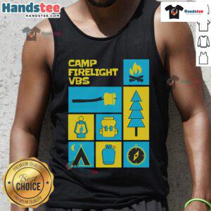 Nice Camp Firelight VBS Tank Top featuring a vibrant design perfect for summer adventures and vacation Bible school.
