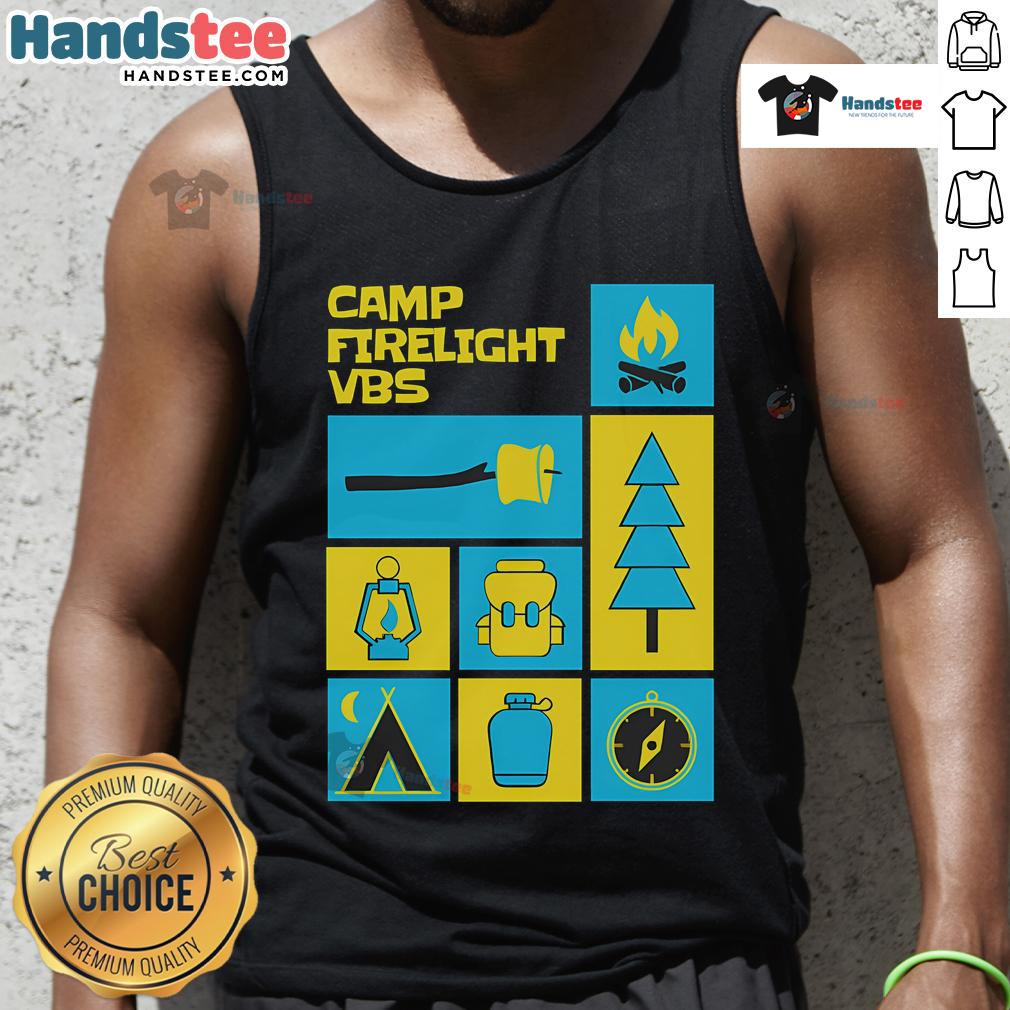 Nice Camp Firelight VBS Tank Top featuring a vibrant design perfect for summer adventures and vacation Bible school.
