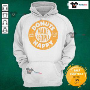 Cozy hoodie featuring 'Nice Donuts Make People Happy' design, perfect for donut lovers and comfort wear.