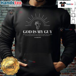Cozy Nice God Is My Guy Hoodie featuring stylish text design, perfect for casual wear and expressing faith.