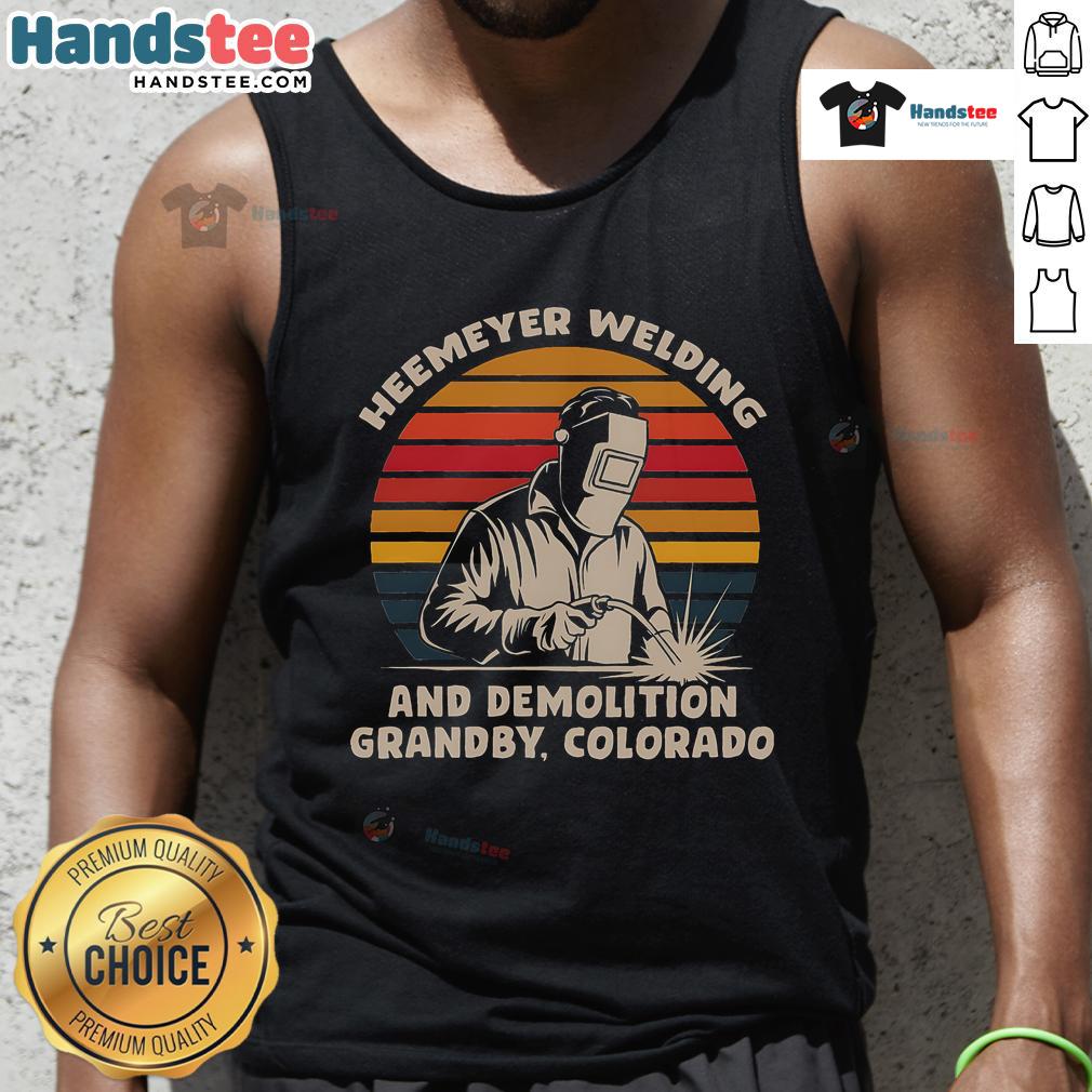Nice Heemeyer Welding Demolition tank top featuring a vibrant design, perfect for fans in Grandby, Colorado.