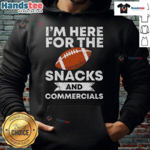Cozy America Football hoodie with 'Nice, I'm Here for the Snacks and Commercials' design, perfect for game day.