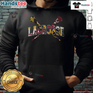 Stylish Maryland flag lacrosse hoodie featuring vibrant colors and a comfortable fit, perfect for lacrosse fans.
