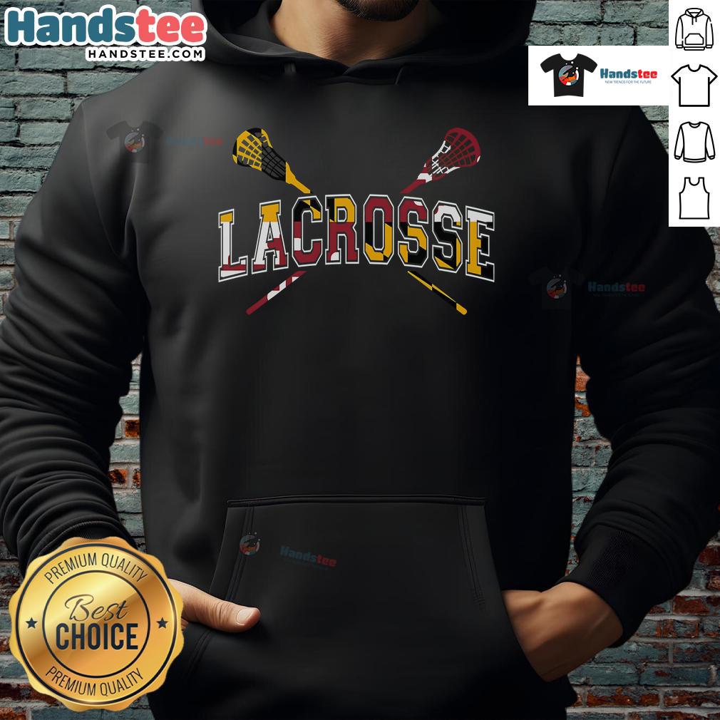 Stylish Maryland flag lacrosse hoodie featuring vibrant colors and a comfortable fit, perfect for lacrosse fans.