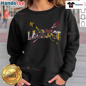 Cozy Maryland flag lacrosse sweatshirt featuring vibrant colors, perfect for lacrosse fans and Maryland pride.