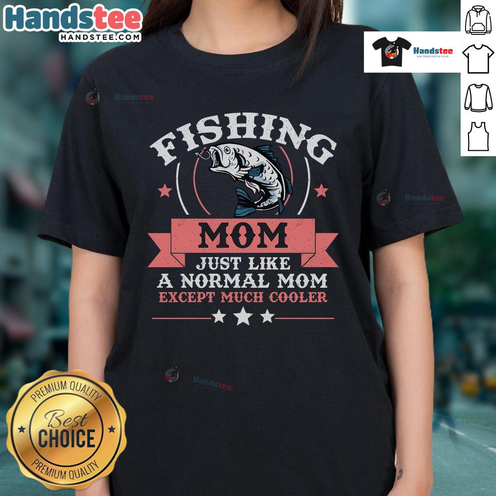Happy mother fishing with her kids, showcasing love for fishing in a stylish 'Fishing Mom' tee, perfect for anglers.