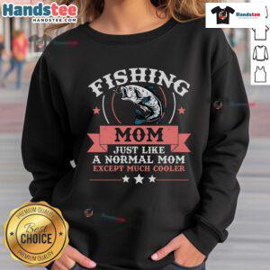 Nice mother fishing in a cozy sweatshirt, showcasing her love for angling as a proud fishing mom.
