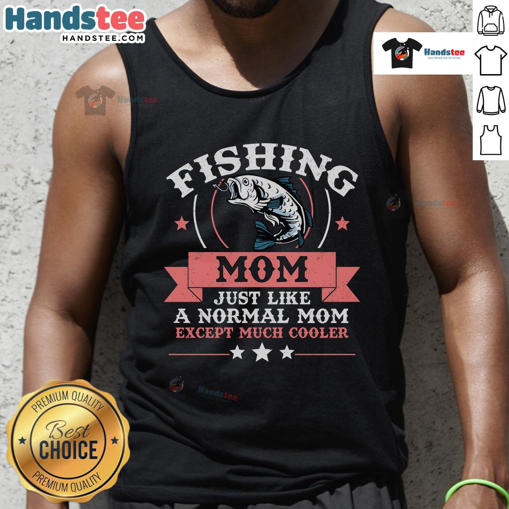 Nice mother angler in a tank top enjoying fishing on a sunny day, showcasing her passion for outdoor adventures.