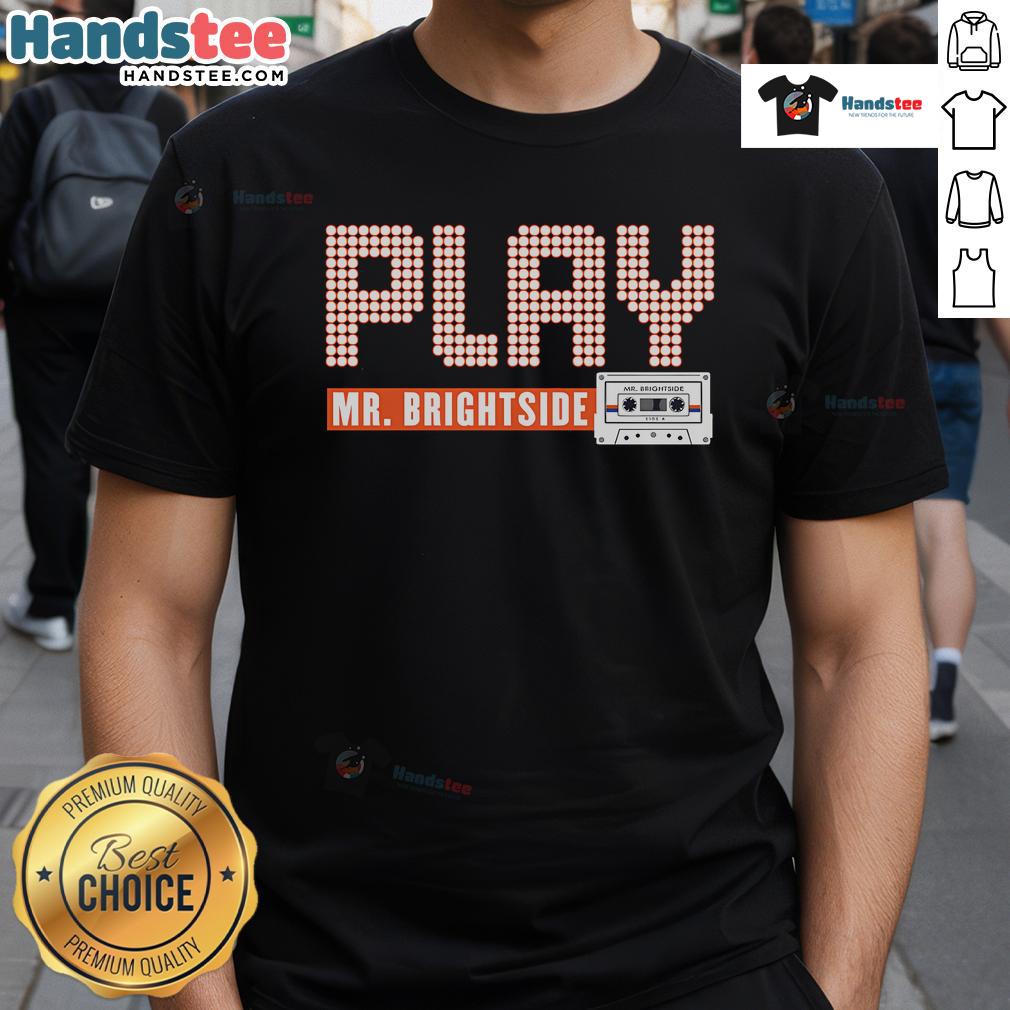Stylish 'Nice Play Mr Brightside' T-Shirt featuring vibrant graphics, perfect for music lovers and fans of The Killers.