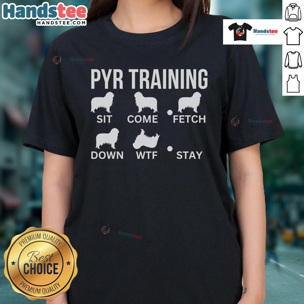 Nice Pyrenees training tricks for Pyr dogs on a stylish ladies tee design, perfect for dog lovers and trainers.