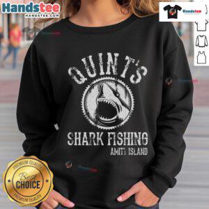Nice Quints Shark Fishing Amity Island sweatshirt featuring a vintage design and ocean-themed graphics.