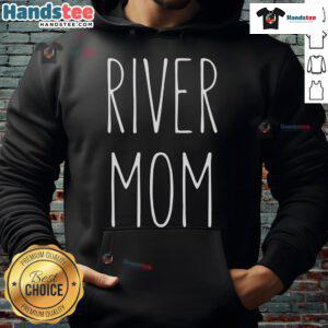 Mom enjoying boat vibes on a pontoon while wearing a Nice River hoodie, capturing the perfect day on the water.