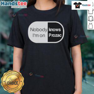 Nice Robbie Williams Nobody Knows I'm On Prozac ladies tee featuring a stylish design and vibrant colors for fans.