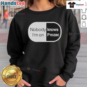 Stylish Nice Robbie Williams Nobody Knows I'm On Prozac sweatshirt displayed on a mannequin, perfect for fans.