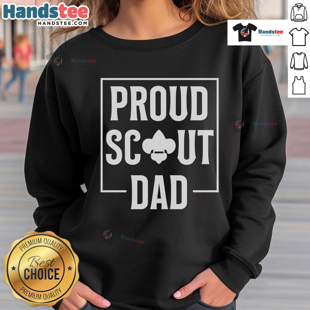 Scouting dad wearing a cozy sweatshirt in the wilderness, enjoying a camping trip with his scout kids.