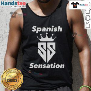 Stylish Nice Spanish Sensation tank top displayed on a wooden background, perfect for summer outfits and casual wear.