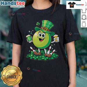 St. Patrick's Day bowling tee for beer lovers, featuring playful design perfect for ladies celebrating the holiday.