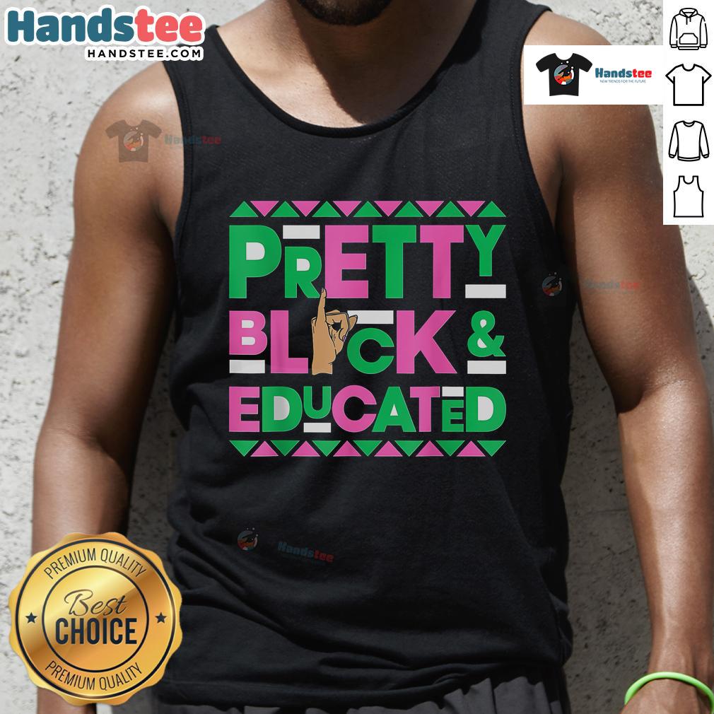 Nice vintage Alpha hand sign tank top featuring 'Pretty Black And Educated' design from 1908.