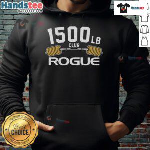 Official 1500 LB Club Rogue Gym Hoodie in black with bold logo, perfect for fitness enthusiasts and weightlifters.
