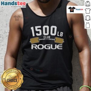 Alt Text: Official 1500 Lb Club Rogue Gym Tank Top featuring a bold design, perfect for weightlifting enthusiasts and gym lovers.