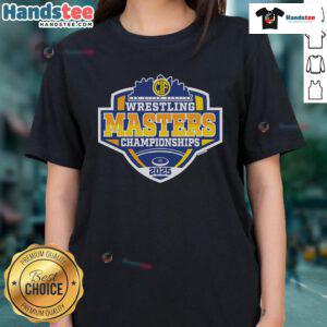 Official 2025 CIF San Diego Wrestling Masters Championship ladies tee showcasing vibrant design and athletic fit.
