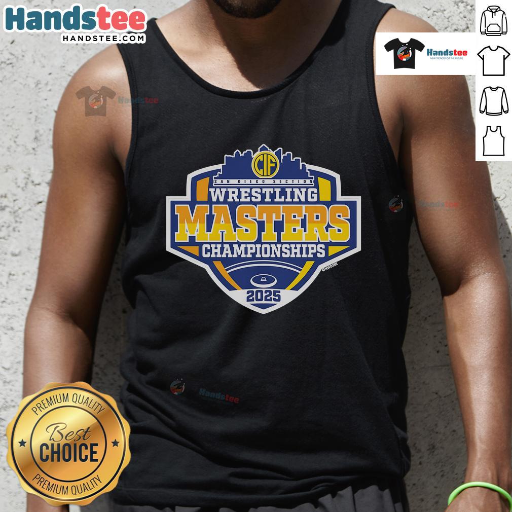 Official 2025 CIF San Diego Wrestling Masters Championship tank top featuring vibrant graphics and a comfortable fit.