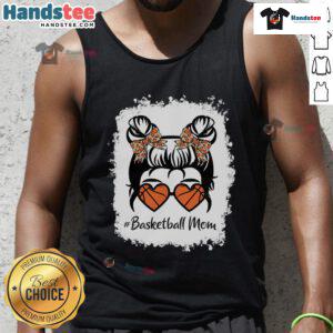 Official Bleached Basketball Mom tank top featuring a messy bun design, perfect for Mother's Day celebrations.