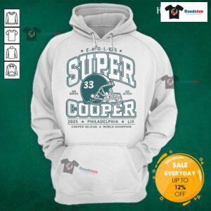 Alternative view of Official Eagles Super Cooper Go Birds 2025 Philadelphia LIX Cooper Dejean World Champion T-Shirt
