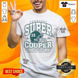 Official Eagles Super Cooper Go Birds 2025 T-Shirt featuring Lix Cooper Dejean, celebrating Philadelphia World Champions.