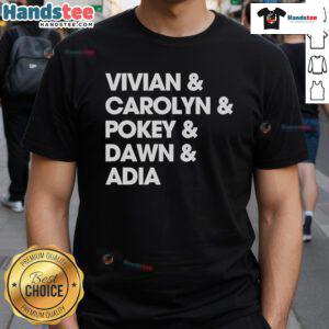 Official Iowa Raina Harmon T-Shirt featuring Vivian, Carolyn, Pokey, Dawn, and Adia in vibrant colors and design.