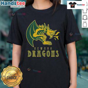 Official Newark Dragons ladies tee featuring vibrant team colors and logo, perfect for fans and casual wear.
